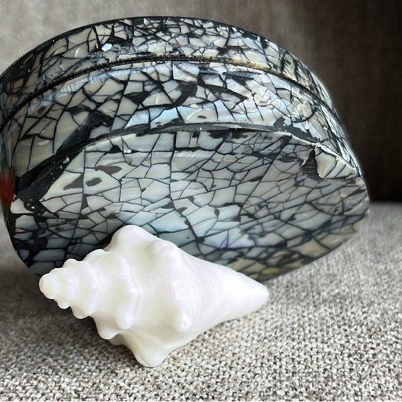 ๐ Beautiful Handmade Polished Purple Clam Shell Jewelry/Trinket Box - Picture 8 of 11